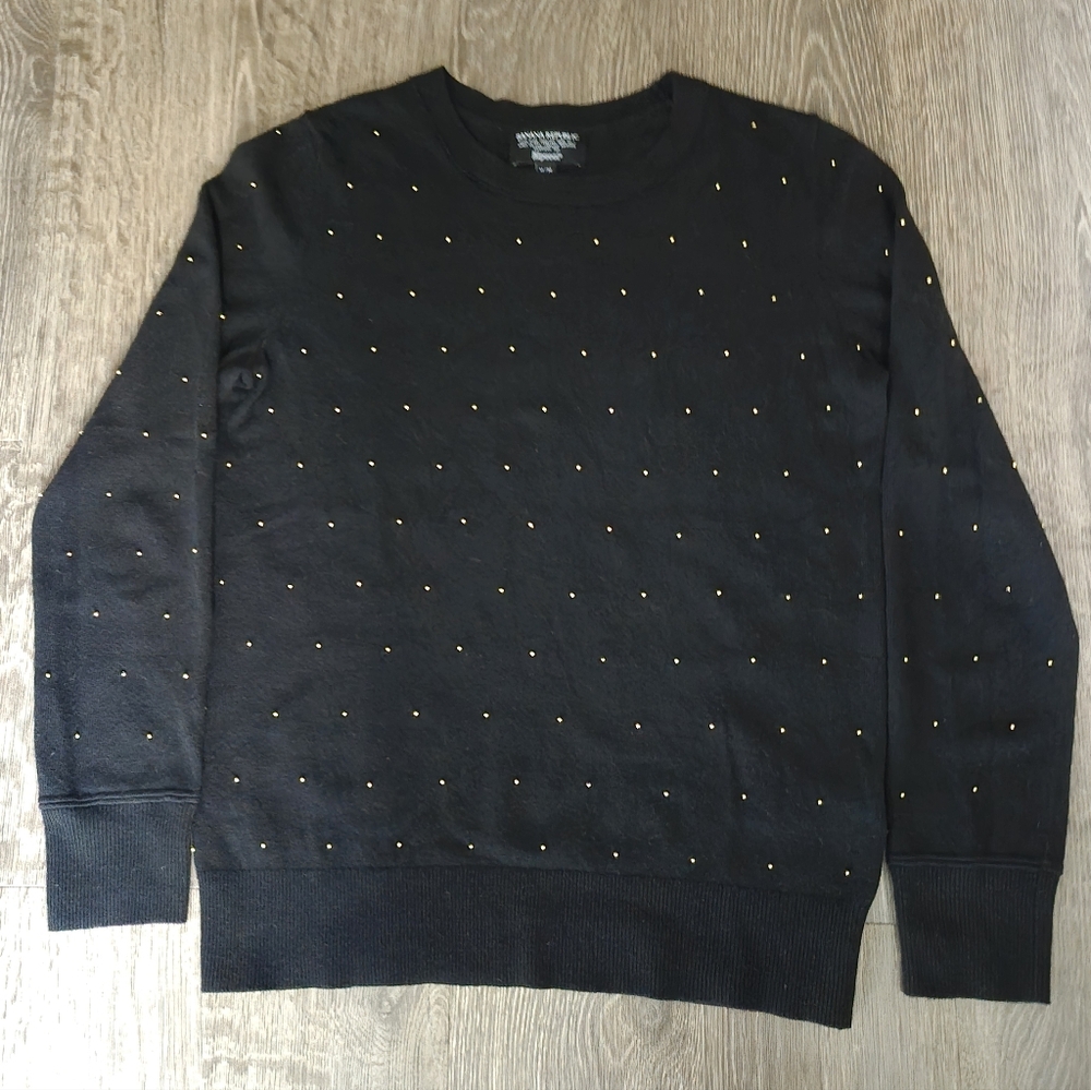 Banana Republic Filpucci Merino Wool Cashmere Blend Sweater Small Gold Beads M